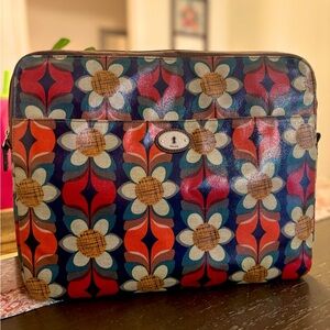🔑 Vintage Fossil Key-Per • Coated Canvas Mod Floral Laptop Bag